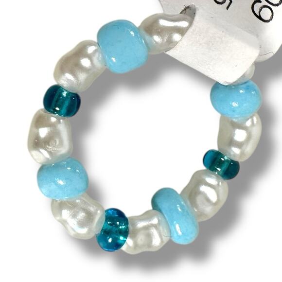 Free People Kleo Ring in Turquoise Pearl Toe Ring One Size Beach Bohemian Summer - Picture 3 of 8